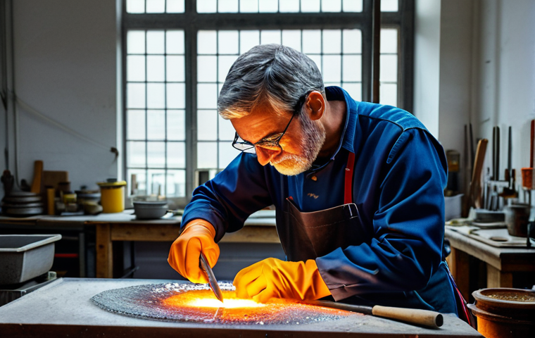 **
"A fully clothed artisan in a bright, clean workshop, carefully shaping molten glass with specialized tools, appropriate attire, safe for work, perfect anatomy, natural proportions, professional photograph, well-lit, vibrant colors, family-friendly, modest clothing, appropriate content."
**