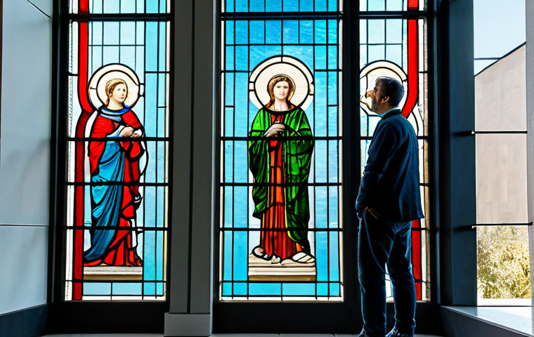 유리공예와 현대 조형 예술 - Colored Glass Close-up**

"Close-up of vibrantly colored glass pieces, showcasing the effects of met...