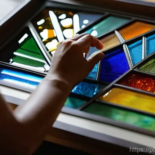 Home 29 유리공예와 미술 심리치료 활용 - **Prompt 1: Serene Creation and Inner Focus**
A close-up shot focusing on a person's hands, care...