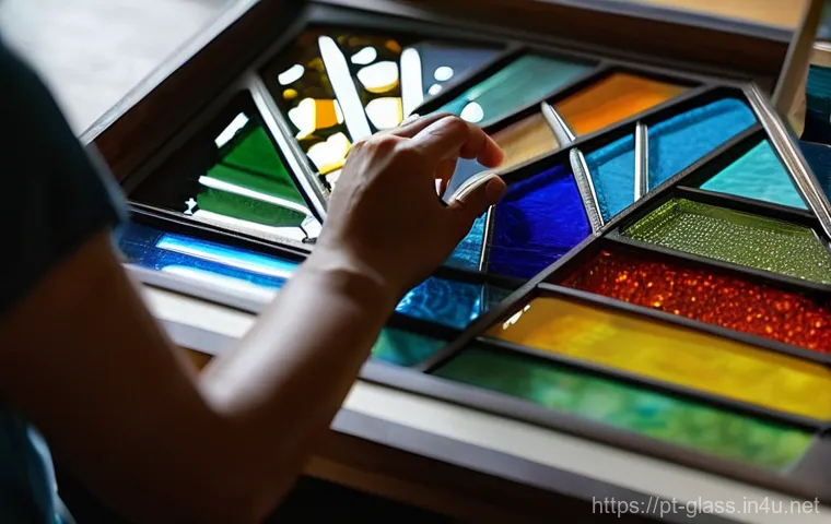 유리공예와 미술 심리치료 활용 - **Prompt 1: Serene Creation and Inner Focus**
    A close-up shot focusing on a person's hands, care...