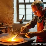 Home 15 유리공예와 유리 리사이클링 - **A master glassblower at work in a traditional Portuguese atelier in Caldas da Rainha.** The scene ...